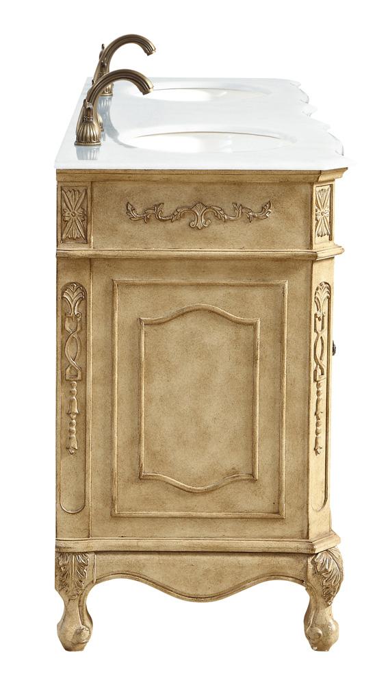 Elegant Furniture & Lighting - Danville 60 inch Double Bathroom vanity in Antique Beige with ivory white engineered marble - VF10160DAB-VW veiw 5