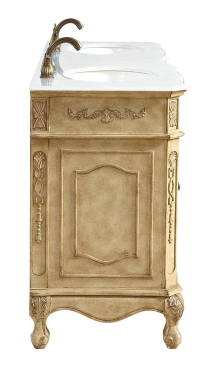 Elegant Furniture & Lighting - Danville 60 inch Double Bathroom vanity in Antique Beige with ivory white engineered marble - VF10160DAB-VW veiw 5