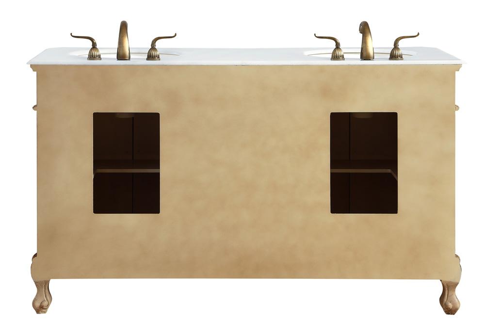 Elegant Furniture & Lighting - Danville 60 inch Double Bathroom vanity in Antique Beige with ivory white engineered marble - VF10160DAB-VW veiw 6