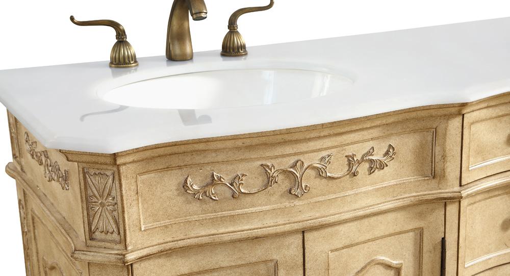 Elegant Furniture & Lighting - Danville 60 inch Double Bathroom vanity in Antique Beige with ivory white engineered marble - VF10160DAB-VW veiw 8