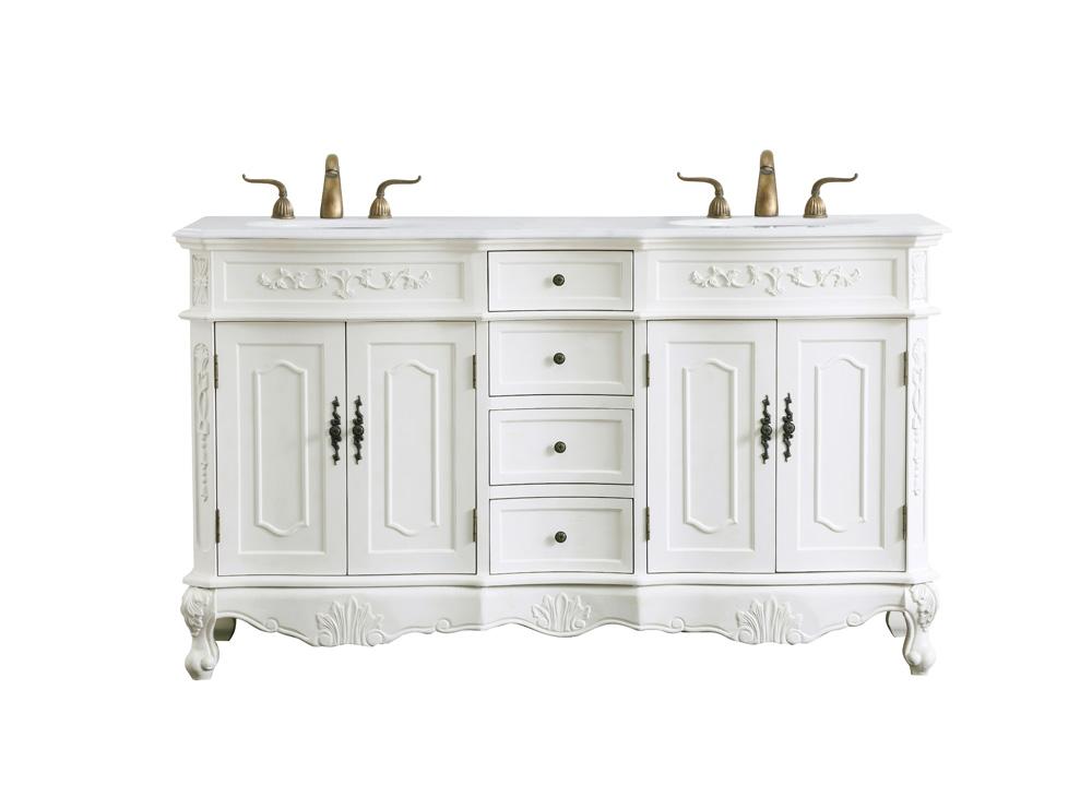 Elegant Furniture & Lighting - Danville 60 inch Double Bathroom vanity in antique white with ivory white engineered marble - VF10160DAW-VW veiw 1