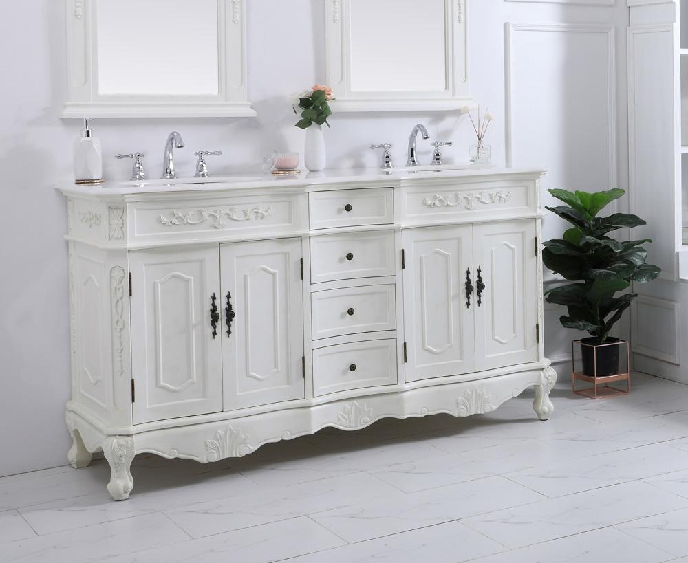 Elegant Furniture & Lighting - Danville 60 inch Double Bathroom vanity in antique white with ivory white engineered marble - VF10160DAW-VW veiw 3