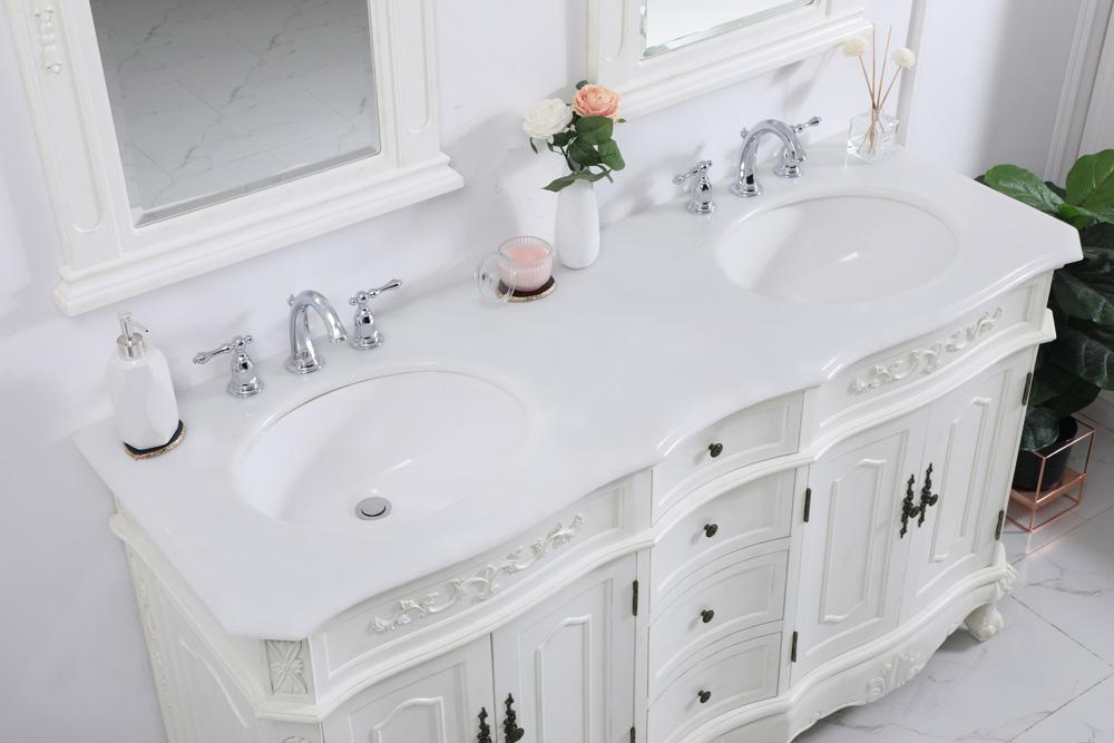 Elegant Furniture & Lighting - Danville 60 inch Double Bathroom vanity in antique white with ivory white engineered marble - VF10160DAW-VW veiw 5