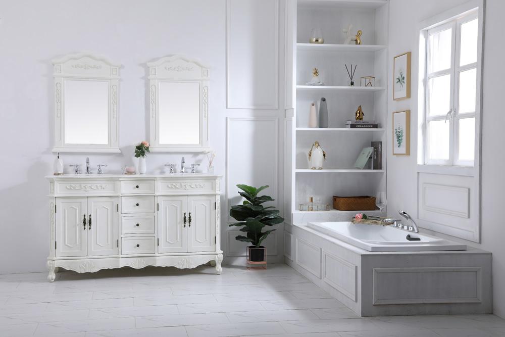 Elegant Furniture & Lighting - Danville 60 inch Double Bathroom vanity in antique white with ivory white engineered marble - VF10160DAW-VW veiw 8