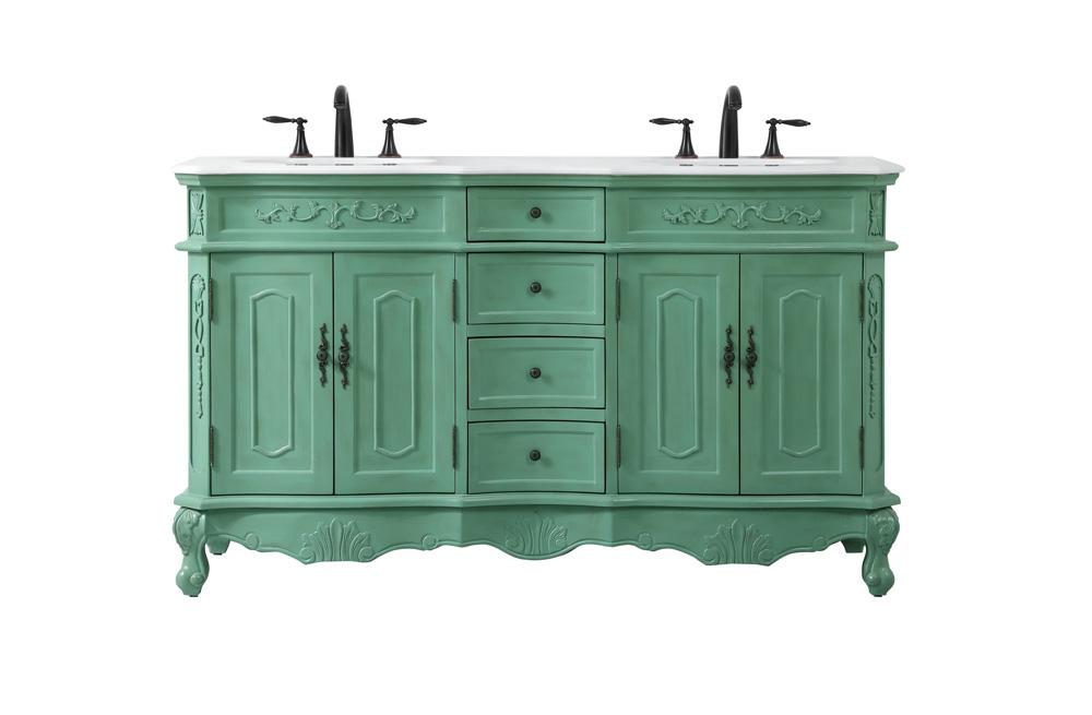 Elegant Furniture & Lighting - Danville 60 inch double Bathroom vanity in vintage mint with ivory white engineered marble - VF10160DVM-VW veiw 1