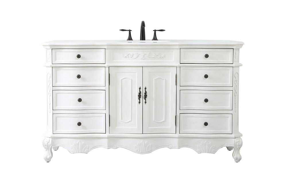Elegant Furniture & Lighting - Danville 60 inch Single Bathroom vanity in antique white with ivory white engineered marble - VF10160AW-VW veiw 1