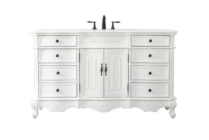 Elegant Furniture & Lighting - Danville 60 inch Single Bathroom vanity in antique white with ivory white engineered marble - VF10160AW-VW veiw 1