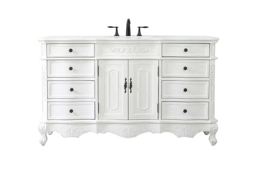 Elegant Furniture & Lighting - Danville 60 inch Single Bathroom vanity in antique white with ivory white engineered marble - VF10160AW-VW veiw 1