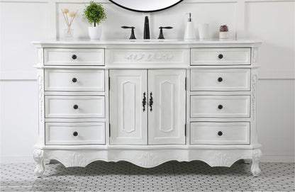Elegant Furniture & Lighting - Danville 60 inch Single Bathroom vanity in antique white with ivory white engineered marble - VF10160AW-VW veiw 2