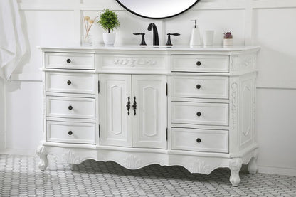 Elegant Furniture & Lighting - Danville 60 inch Single Bathroom vanity in antique white with ivory white engineered marble - VF10160AW-VW veiw 3