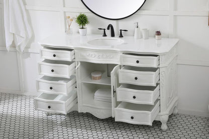 Elegant Furniture & Lighting - Danville 60 inch Single Bathroom vanity in antique white with ivory white engineered marble - VF10160AW-VW veiw 4