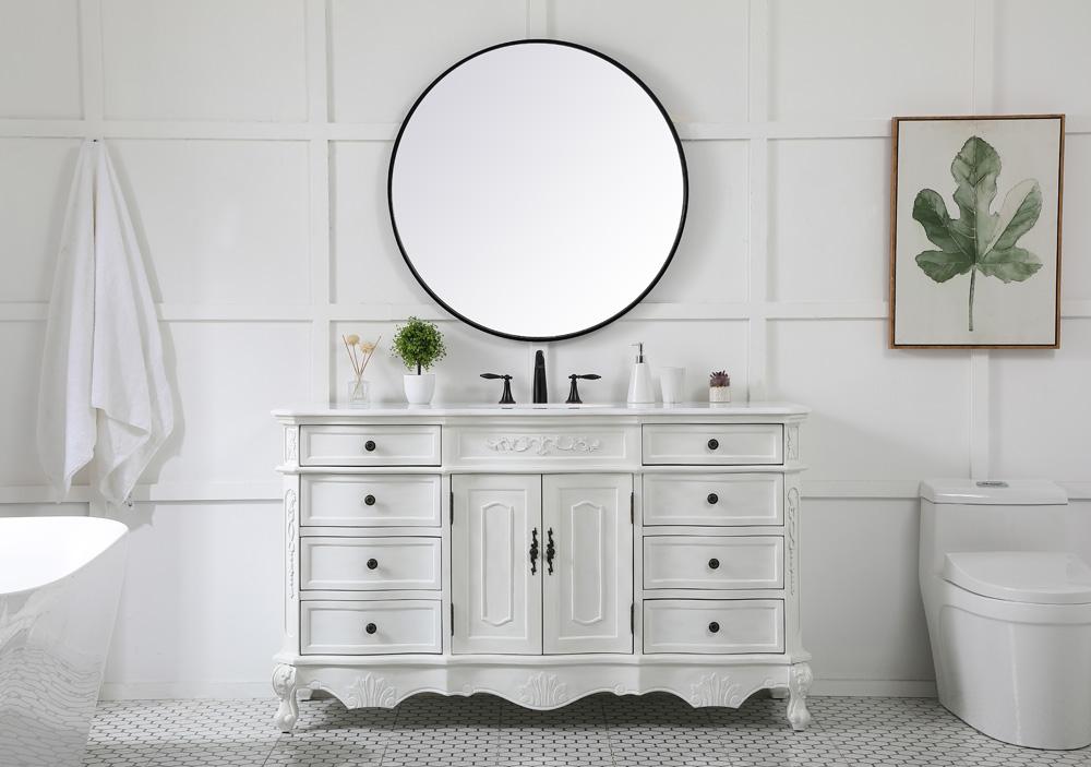 Elegant Furniture & Lighting - Danville 60 inch Single Bathroom vanity in antique white with ivory white engineered marble - VF10160AW-VW veiw 5