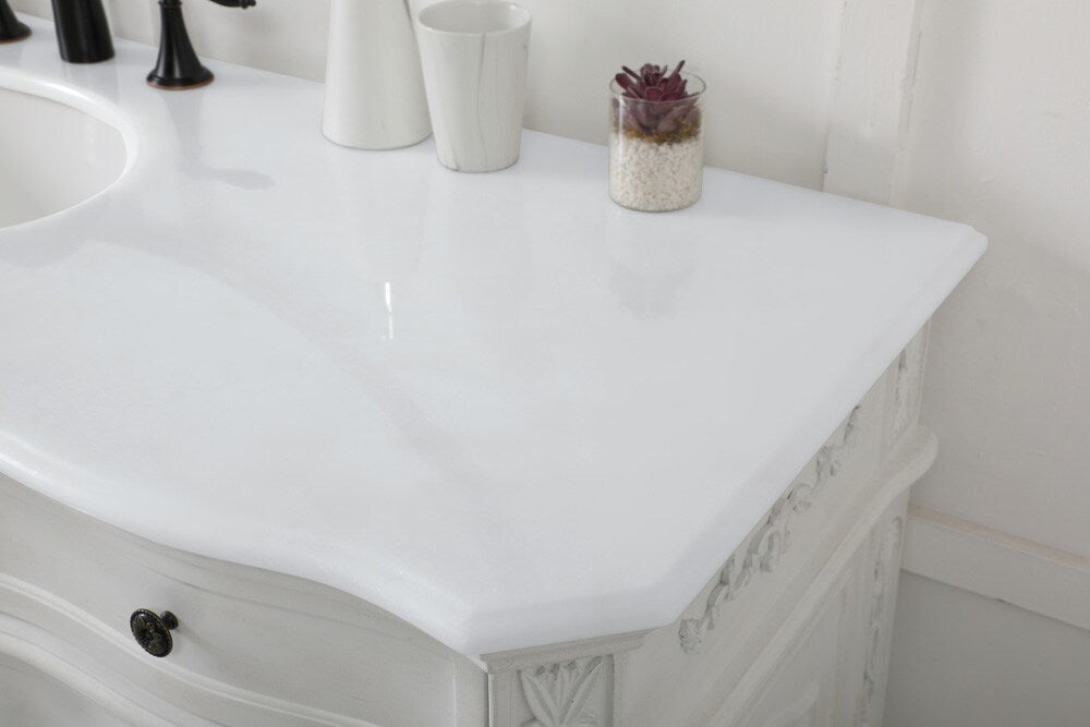 Elegant Furniture & Lighting - Danville 60 inch Single Bathroom vanity in antique white with ivory white engineered marble - VF10160AW-VW veiw 6