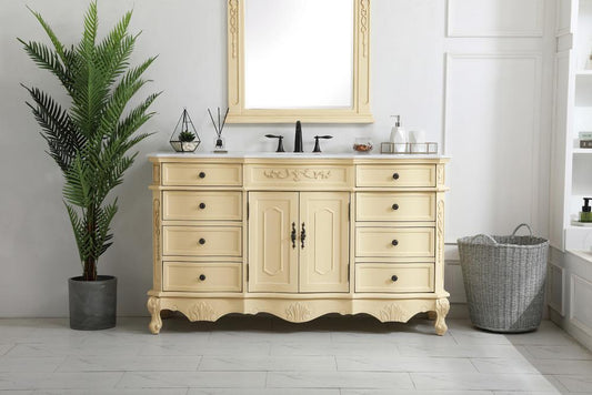 Elegant Furniture & Lighting - Danville 60 inch Single Bathroom vanity in Light Antique Beige with ivory white engineered marble - VF10160LT-VW veiw 2