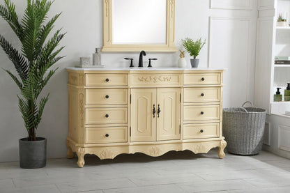 Elegant Furniture & Lighting - Danville 60 inch Single Bathroom vanity in Light Antique Beige with ivory white engineered marble - VF10160LT-VW veiw 3