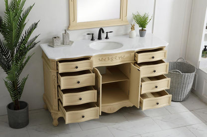 Elegant Furniture & Lighting - Danville 60 inch Single Bathroom vanity in Light Antique Beige with ivory white engineered marble - VF10160LT-VW veiw 4
