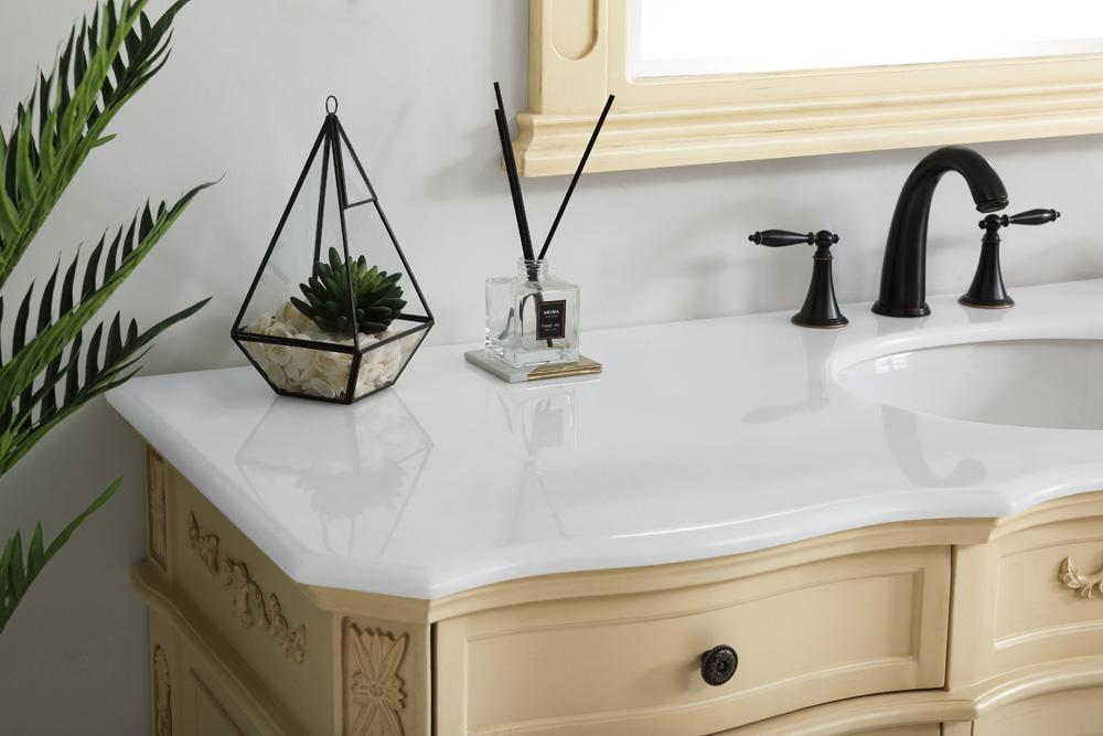 Elegant Furniture & Lighting - Danville 60 inch Single Bathroom vanity in Light Antique Beige with ivory white engineered marble - VF10160LT-VW veiw 5