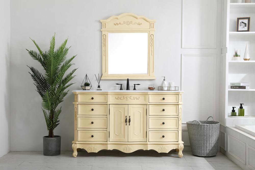 Elegant Furniture & Lighting - Danville 60 inch Single Bathroom vanity in Light Antique Beige with ivory white engineered marble - VF10160LT-VW veiw 7
