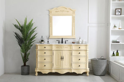 Elegant Furniture & Lighting - Danville 60 inch Single Bathroom vanity in Light Antique Beige with ivory white engineered marble - VF10160LT-VW veiw 7