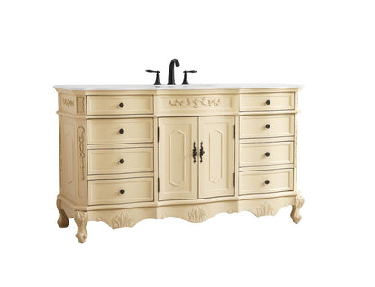 Elegant Furniture & Lighting - Danville 60 inch Single Bathroom vanity in Light Antique Beige with ivory white engineered marble - VF10160LT-VW veiw 8