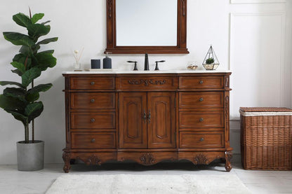 Elegant Furniture & Lighting - Danville 60 inch Single Bathroom vanity in Teak with ivory white engineered marble - VF10160TK-VW veiw 2