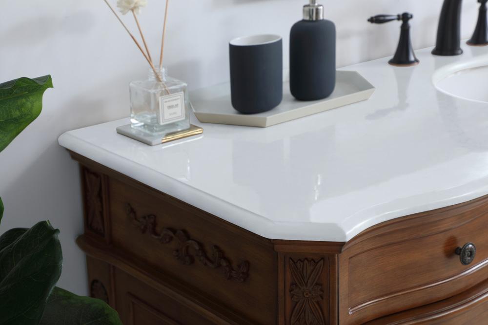 Elegant Furniture & Lighting - Danville 60 inch Single Bathroom vanity in Teak with ivory white engineered marble - VF10160TK-VW veiw 5