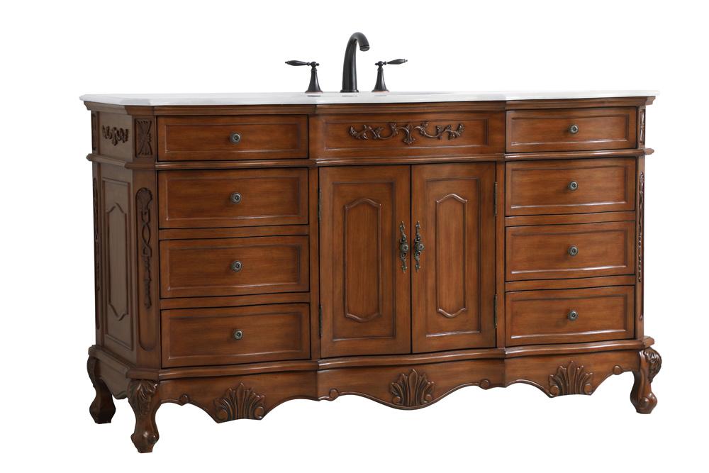 Elegant Furniture & Lighting - Danville 60 inch Single Bathroom vanity in Teak with ivory white engineered marble - VF10160TK-VW veiw 8
