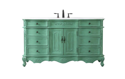 Elegant Furniture & Lighting - Danville 60 inch Single Bathroom vanity in vintage mint with ivory white engineered marble - VF10160VM-VW veiw 1