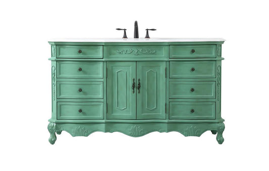 Elegant Furniture & Lighting - Danville 60 inch Single Bathroom vanity in vintage mint with ivory white engineered marble - VF10160VM-VW veiw 1