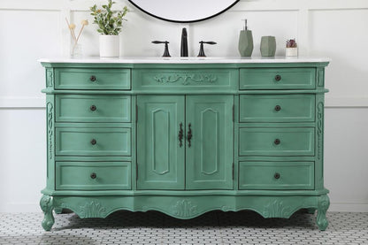Elegant Furniture & Lighting - Danville 60 inch Single Bathroom vanity in vintage mint with ivory white engineered marble - VF10160VM-VW veiw 2
