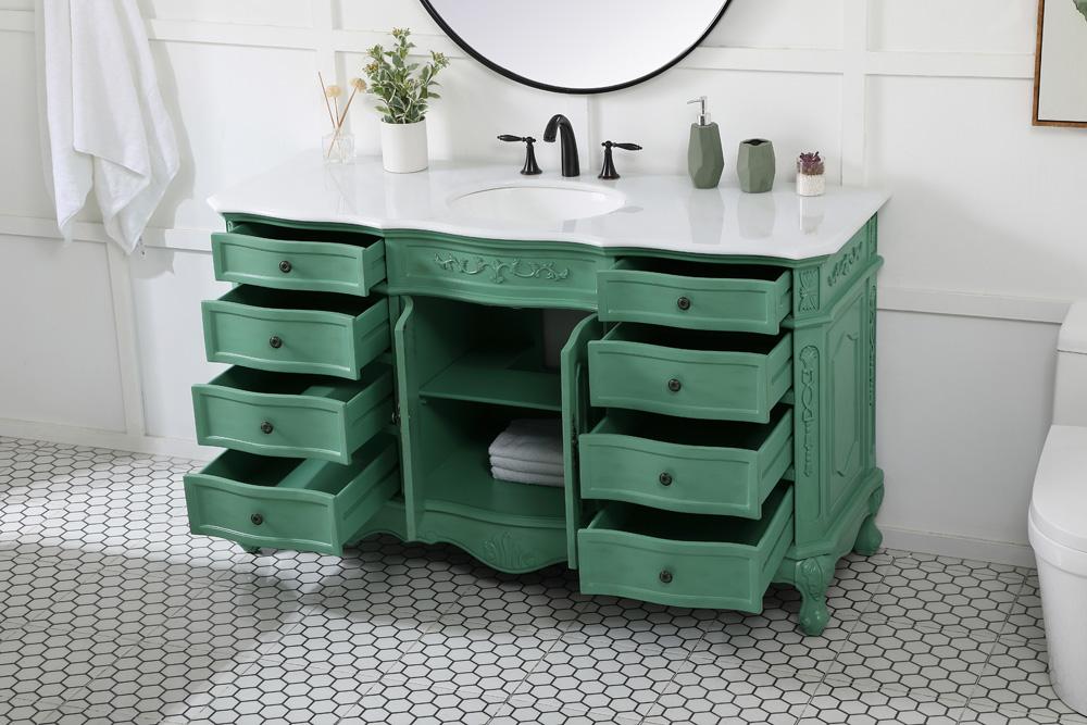 Elegant Furniture & Lighting - Danville 60 inch Single Bathroom vanity in vintage mint with ivory white engineered marble - VF10160VM-VW veiw 4