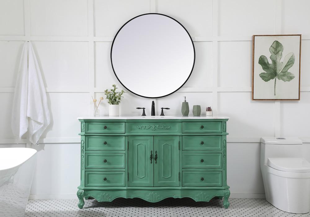 Elegant Furniture & Lighting - Danville 60 inch Single Bathroom vanity in vintage mint with ivory white engineered marble - VF10160VM-VW veiw 5