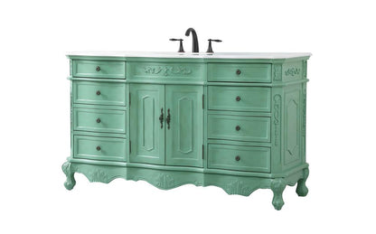 Elegant Furniture & Lighting - Danville 60 inch Single Bathroom vanity in vintage mint with ivory white engineered marble - VF10160VM-VW veiw 8
