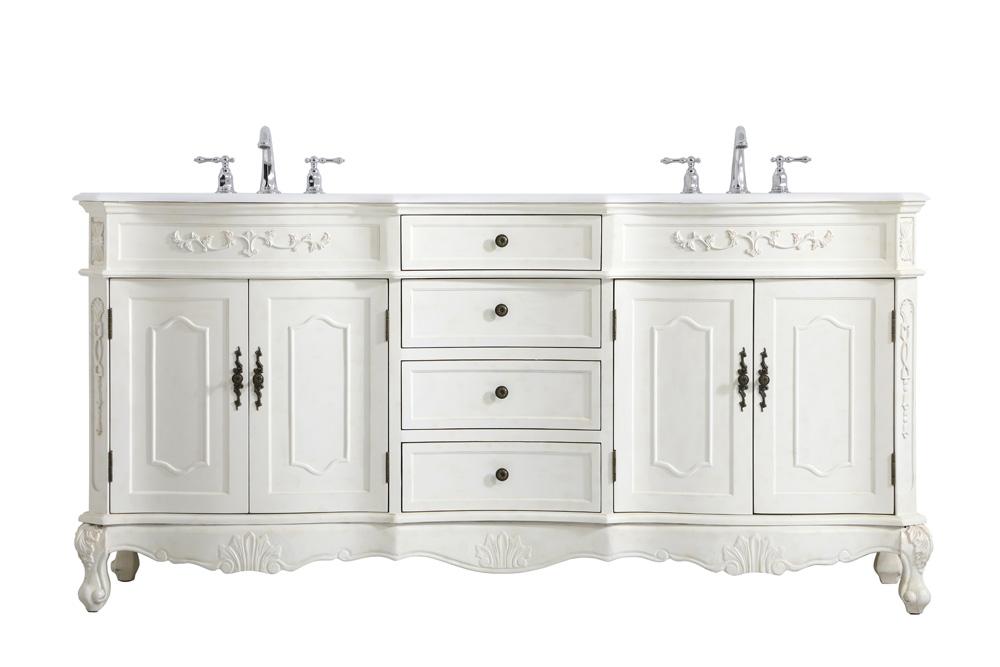 Elegant Furniture & Lighting - Danville 72 inch Double Bathroom vanity in Antique White with ivory white engineered marble - VF10172DAW-VW veiw 1