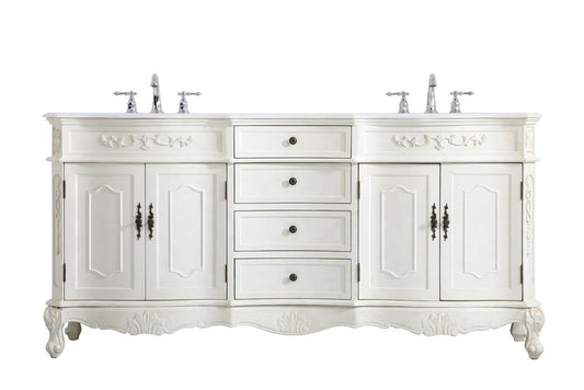 Elegant Furniture & Lighting - Danville 72 inch Double Bathroom vanity in Antique White with ivory white engineered marble - VF10172DAW-VW veiw 1
