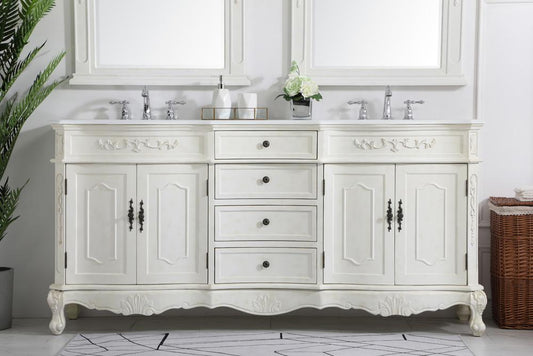 Elegant Furniture & Lighting - Danville 72 inch Double Bathroom vanity in Antique White with ivory white engineered marble - VF10172DAW-VW veiw 2