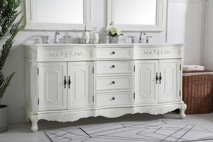 Elegant Furniture & Lighting - Danville 72 inch Double Bathroom vanity in Antique White with ivory white engineered marble - VF10172DAW-VW veiw 3