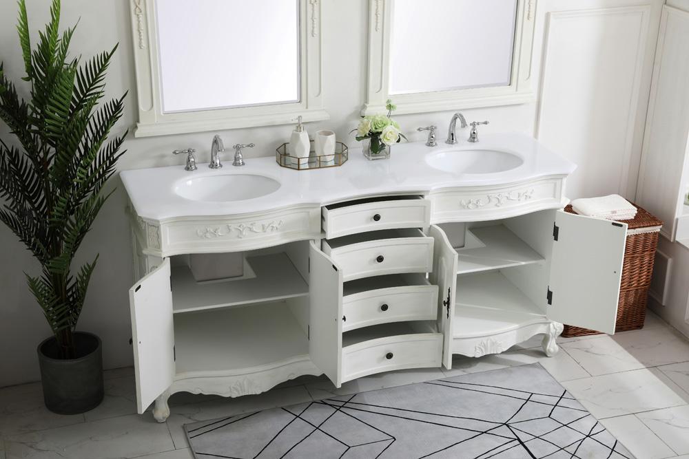 Elegant Furniture & Lighting - Danville 72 inch Double Bathroom vanity in Antique White with ivory white engineered marble - VF10172DAW-VW veiw 4