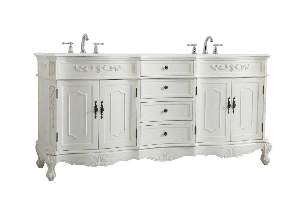 Elegant Furniture & Lighting - Danville 72 inch Double Bathroom vanity in Antique White with ivory white engineered marble - VF10172DAW-VW veiw 8