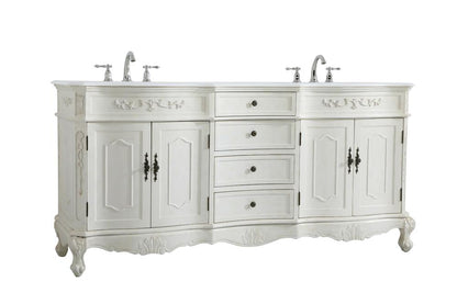 Elegant Furniture & Lighting - Danville 72 inch Double Bathroom vanity in Antique White with ivory white engineered marble - VF10172DAW-VW veiw 8