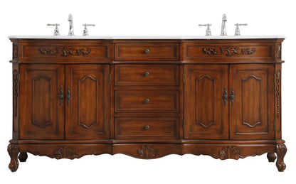 Elegant Furniture & Lighting - Danville 72 inch Double Bathroom vanity in Teak with ivory white engineered marble - VF10172DTK-VW veiw 1