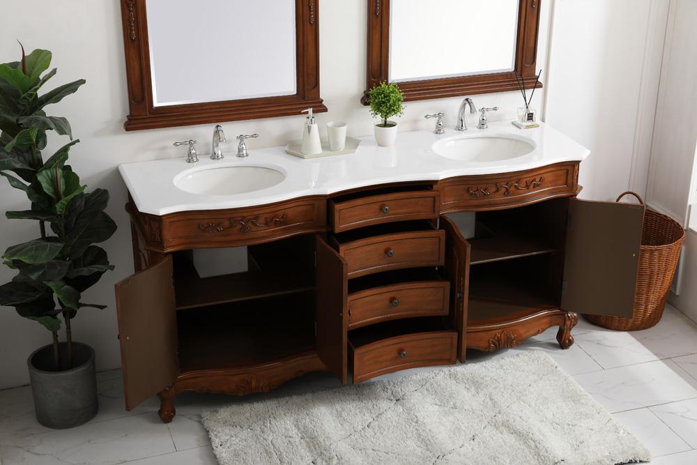 Elegant Furniture & Lighting - Danville 72 inch Double Bathroom vanity in Teak with ivory white engineered marble - VF10172DTK-VW veiw 4
