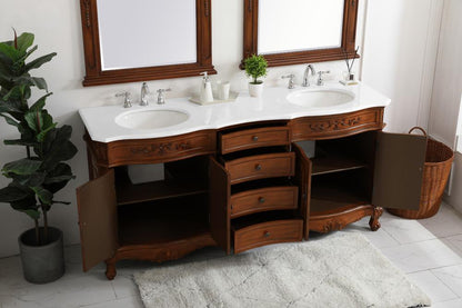 Elegant Furniture & Lighting - Danville 72 inch Double Bathroom vanity in Teak with ivory white engineered marble - VF10172DTK-VW veiw 4