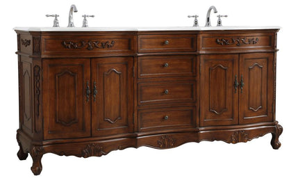 Elegant Furniture & Lighting - Danville 72 inch Double Bathroom vanity in Teak with ivory white engineered marble - VF10172DTK-VW veiw 8