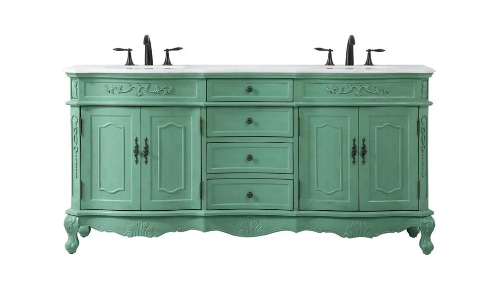 Elegant Furniture & Lighting - Danville 72 inch double Bathroom vanity in vintage mint with ivory white engineered marble - VF10172DVM-VW veiw 1