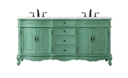 Elegant Furniture & Lighting - Danville 72 inch double Bathroom vanity in vintage mint with ivory white engineered marble - VF10172DVM-VW veiw 1