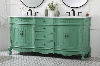 Elegant Furniture & Lighting - Danville 72 inch double Bathroom vanity in vintage mint with ivory white engineered marble - VF10172DVM-VW veiw 3