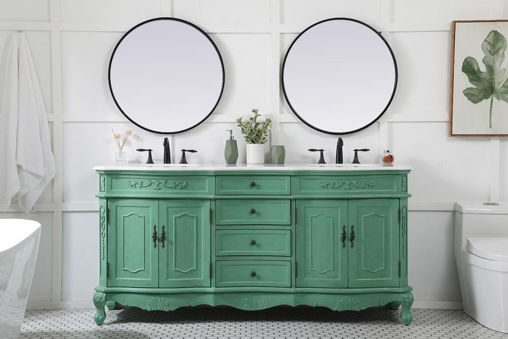Elegant Furniture & Lighting - Danville 72 inch double Bathroom vanity in vintage mint with ivory white engineered marble - VF10172DVM-VW veiw 5