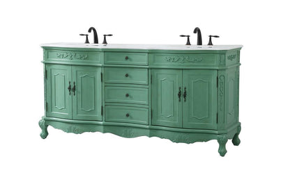Elegant Furniture & Lighting - Danville 72 inch double Bathroom vanity in vintage mint with ivory white engineered marble - VF10172DVM-VW veiw 8