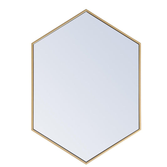 Elegant Furniture & Lighting - Decker Metal frame hexagon mirror 24 inch in Brass - MR4424BR veiw 1
